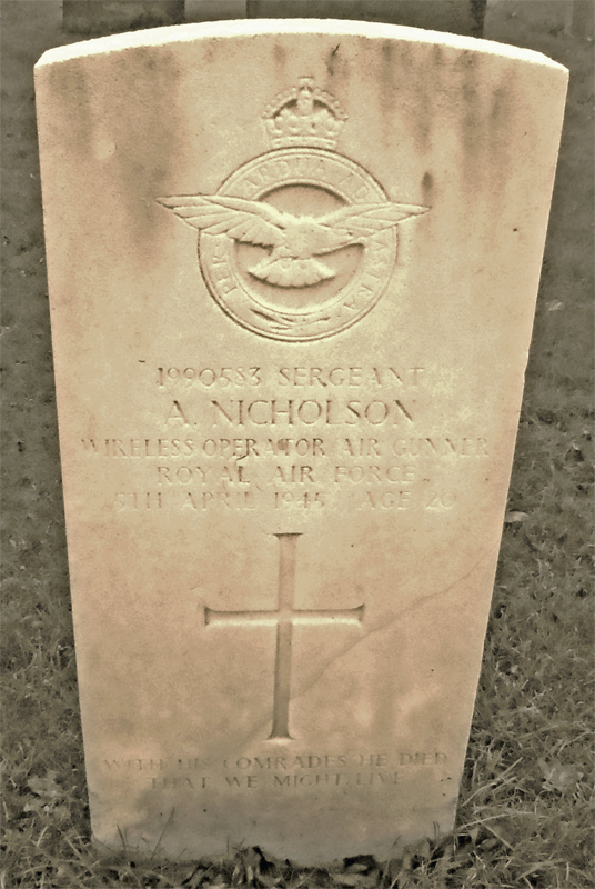 Sgt Alwyn Nicholson<br /><br /><br />died on active duty - April 5th, 1945